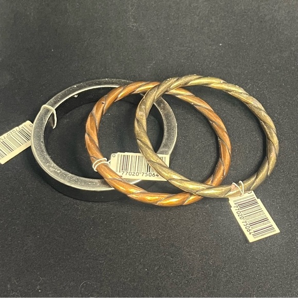 vintage chunky light weight bangles copper gold silver tones rope boho - Picture 1 of 3